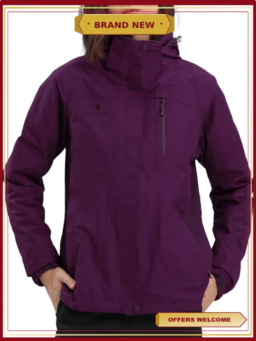 Women's 3-in-1 Ski Jacket Waterproof Winter Coat Fleece Snow Windbreaker Teflon